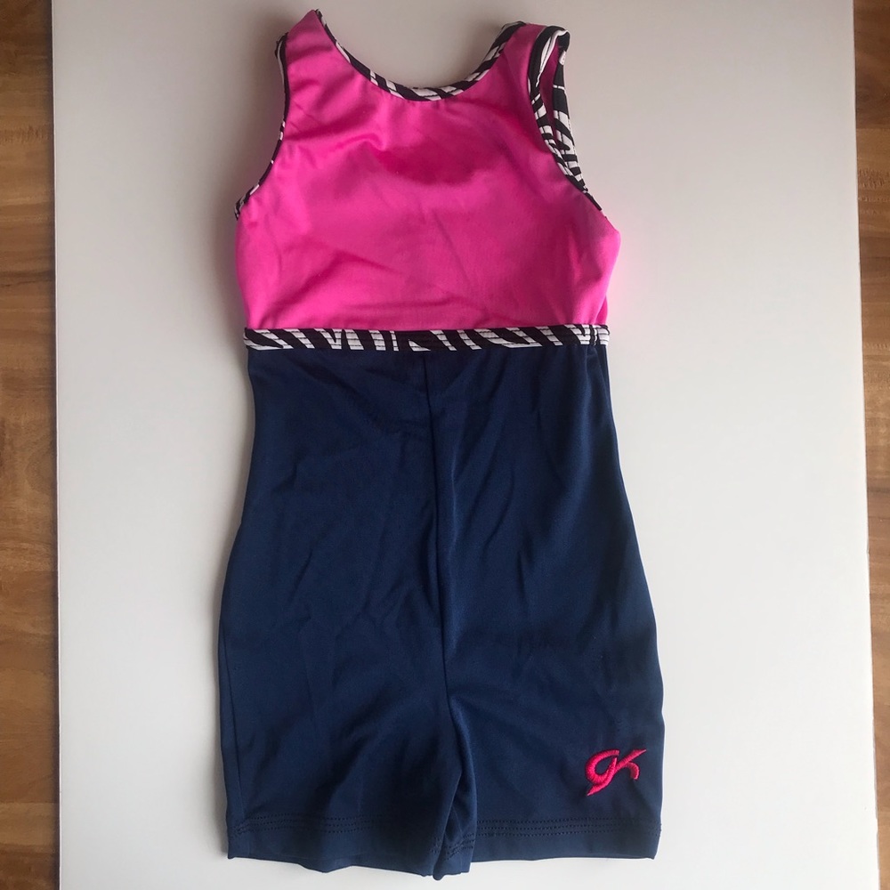 GK Elite Girl Pink Blue Leotard Gym Child Small